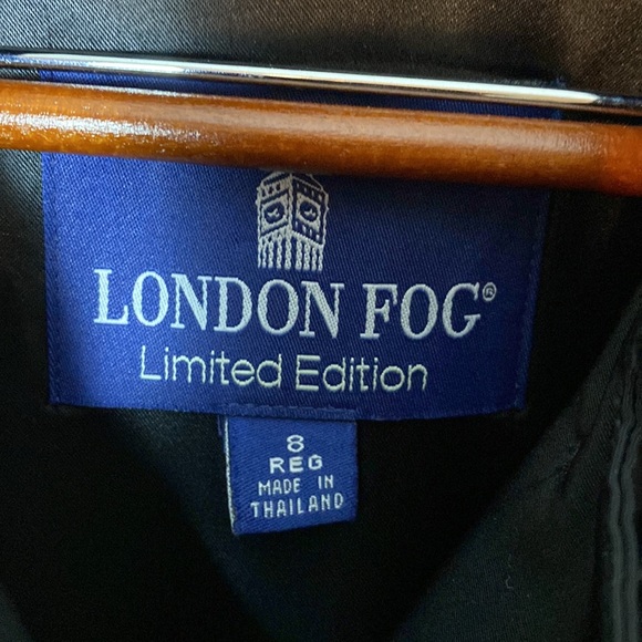 London Fog Black Trench Coat Stella removable lining Limited Edition Size 8 - Picture 3 of 13